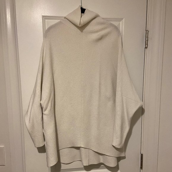 Turtleneck Long Batwing Sleeve Asymmetric Hem Casual Pullover Sweater Knit Tops - Picture 6 of 9